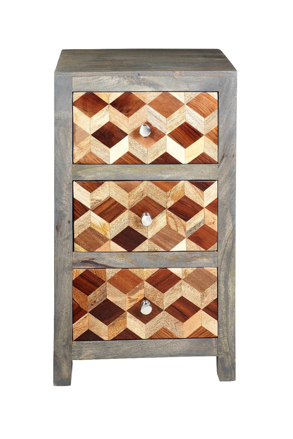 Novità Home Dimension - comodino 3 cassetti in legno