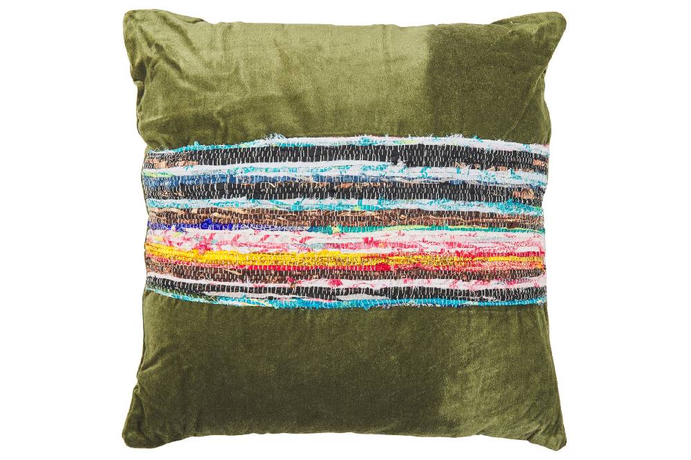 Novità Home Jamai - Cuscino Verde Con Decori Cotone