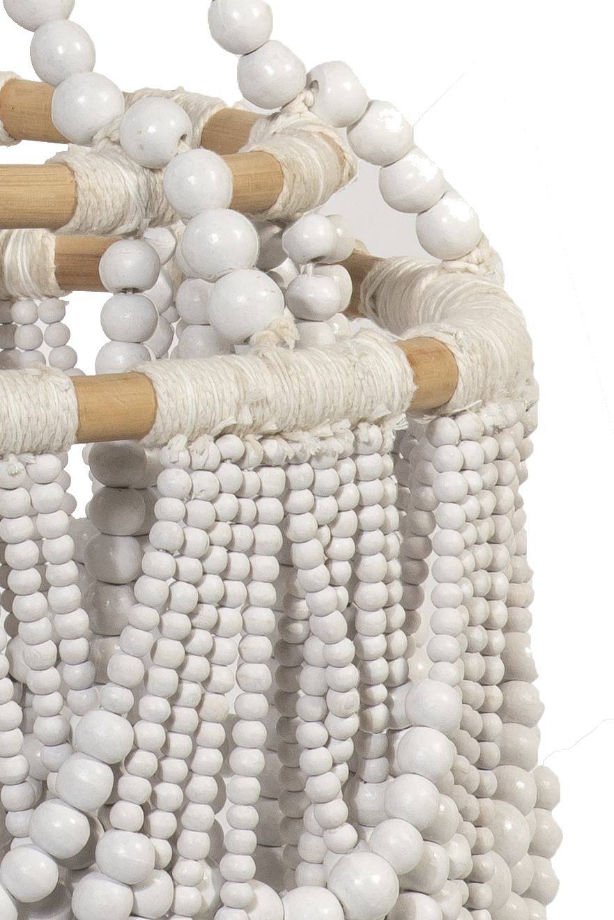 Novità Home Lampadario Sfere Legno Bianco