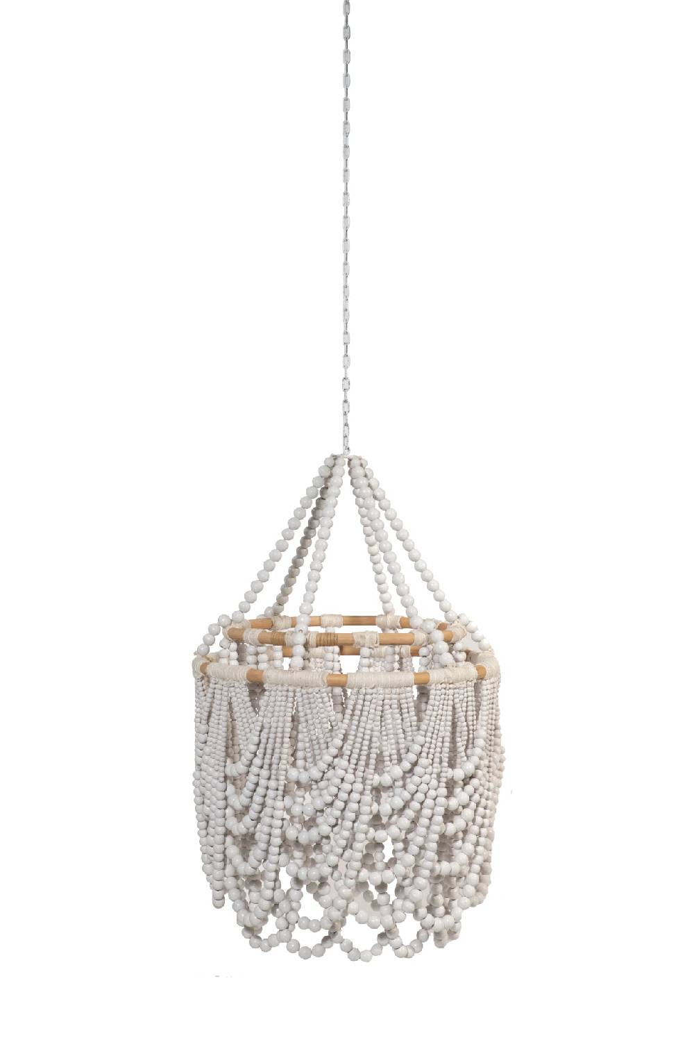 Novità Home Lampadario sfere legno bianco