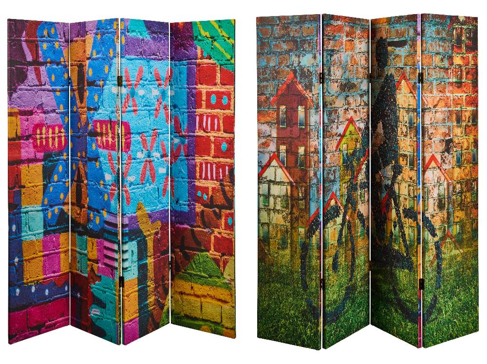 Novità Home Paravento - Street Art 4 Ante Linen