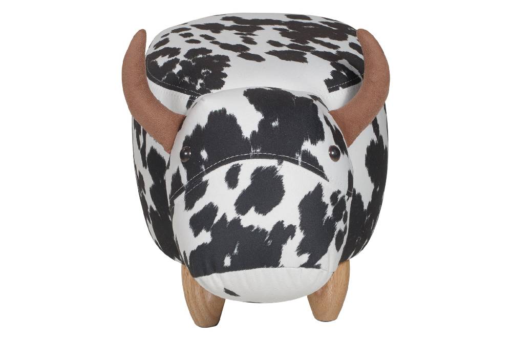 Novità Home Pouf Imbottito In Tessuto E Legno - Toro