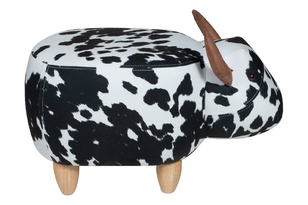 Novità Home Pouf Imbottito In Tessuto E Legno - Toro