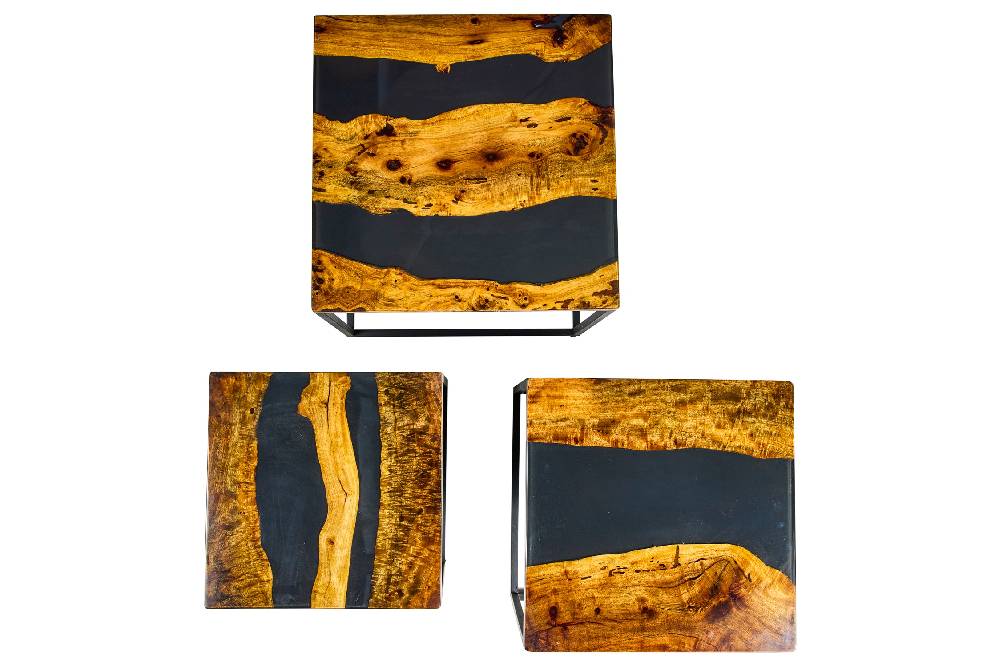 Novità Home Resin - Set 3 Tavolini Ebano