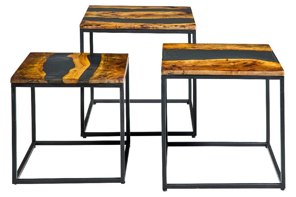 Novità Home Resin - Set 3 Tavolini Ebano