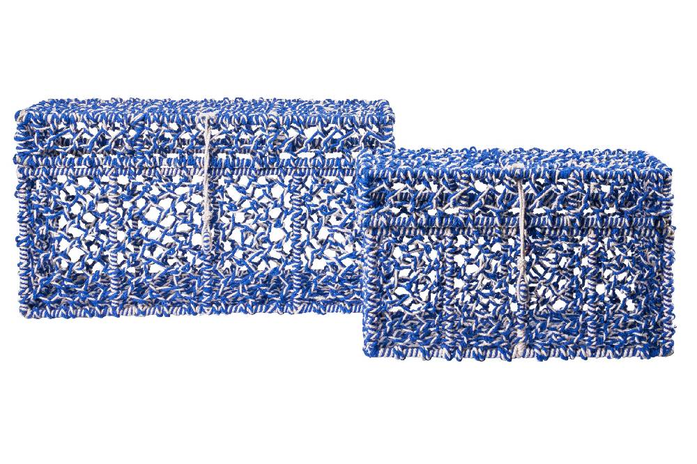 Novità Home Set 2 Bauli Blu e Bianchi