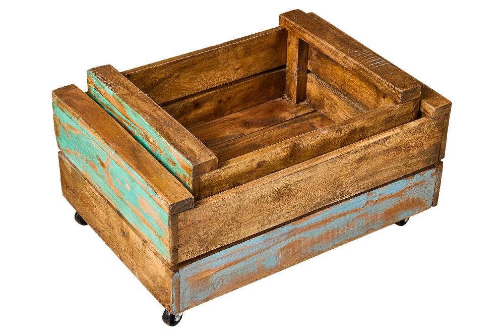 Novità Home Set 2 Cassette Legno 48cm