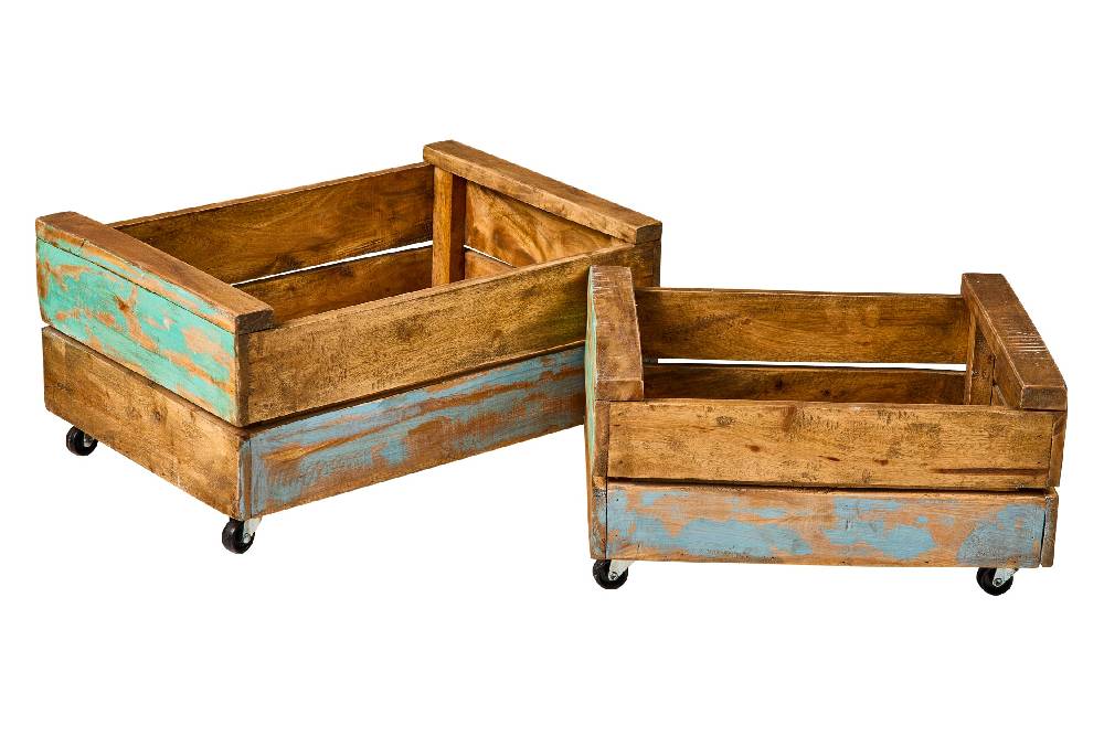 Novità Home Set 2 Cassette Legno 48cm