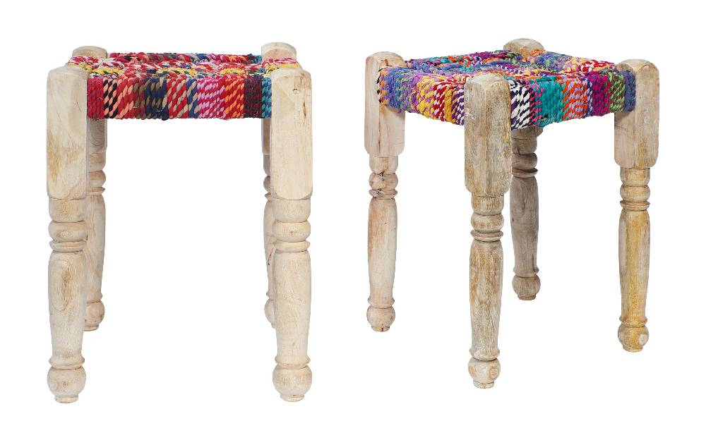 Novità Home Sgabello legno e cotone - set 1/2