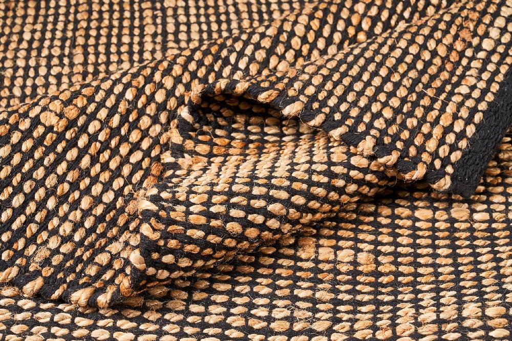 Novità Home Tappeto - Intreccio Cotone Nero E Juta