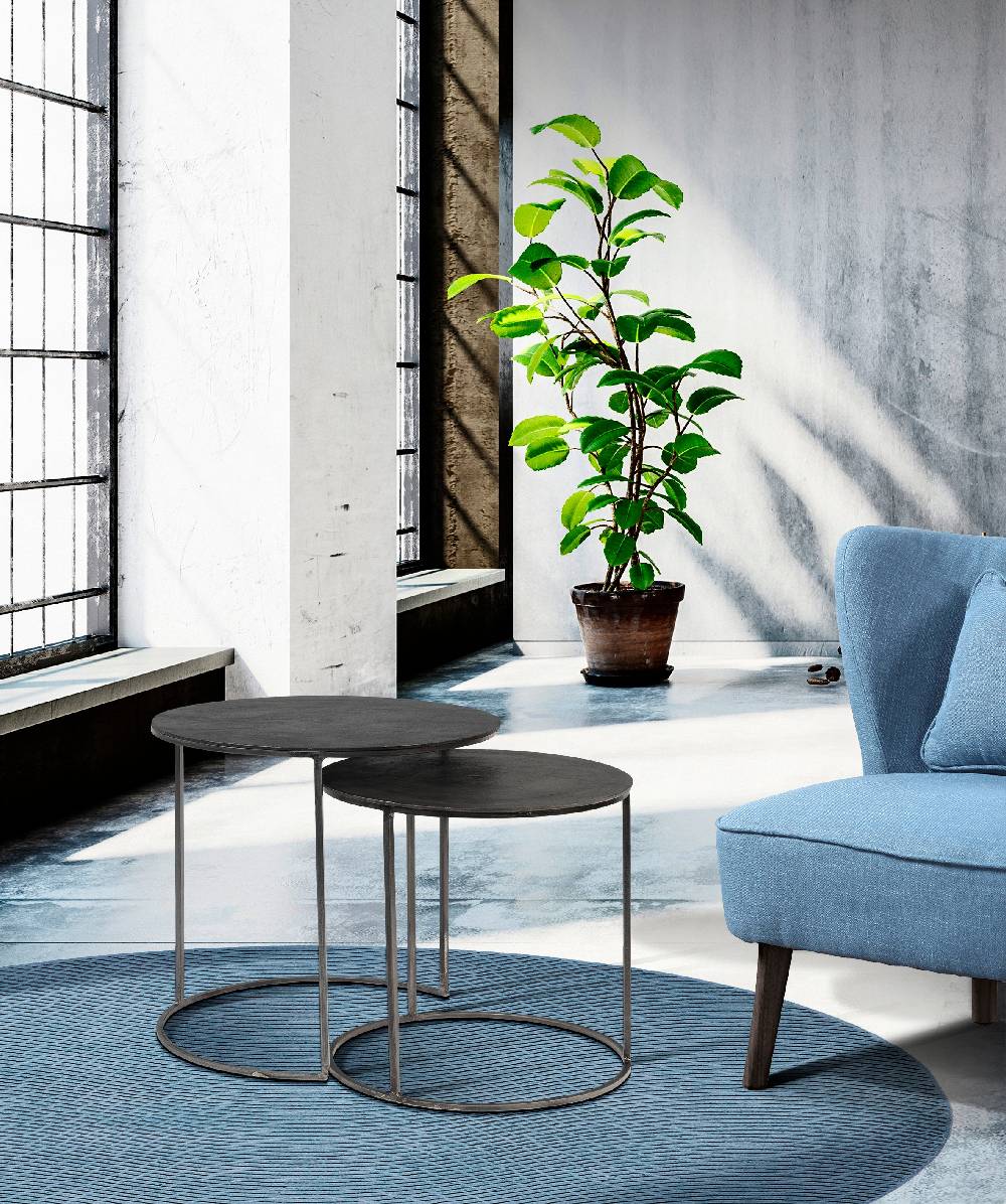 Novità Home Tavolino Basso Tondo In Ferro - Set 1/2