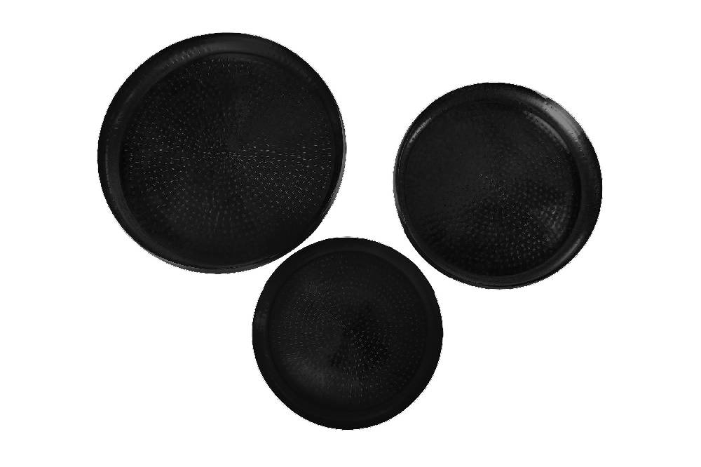Novità Home Vassoi Rotondi Set 1/3 Metallo Nero