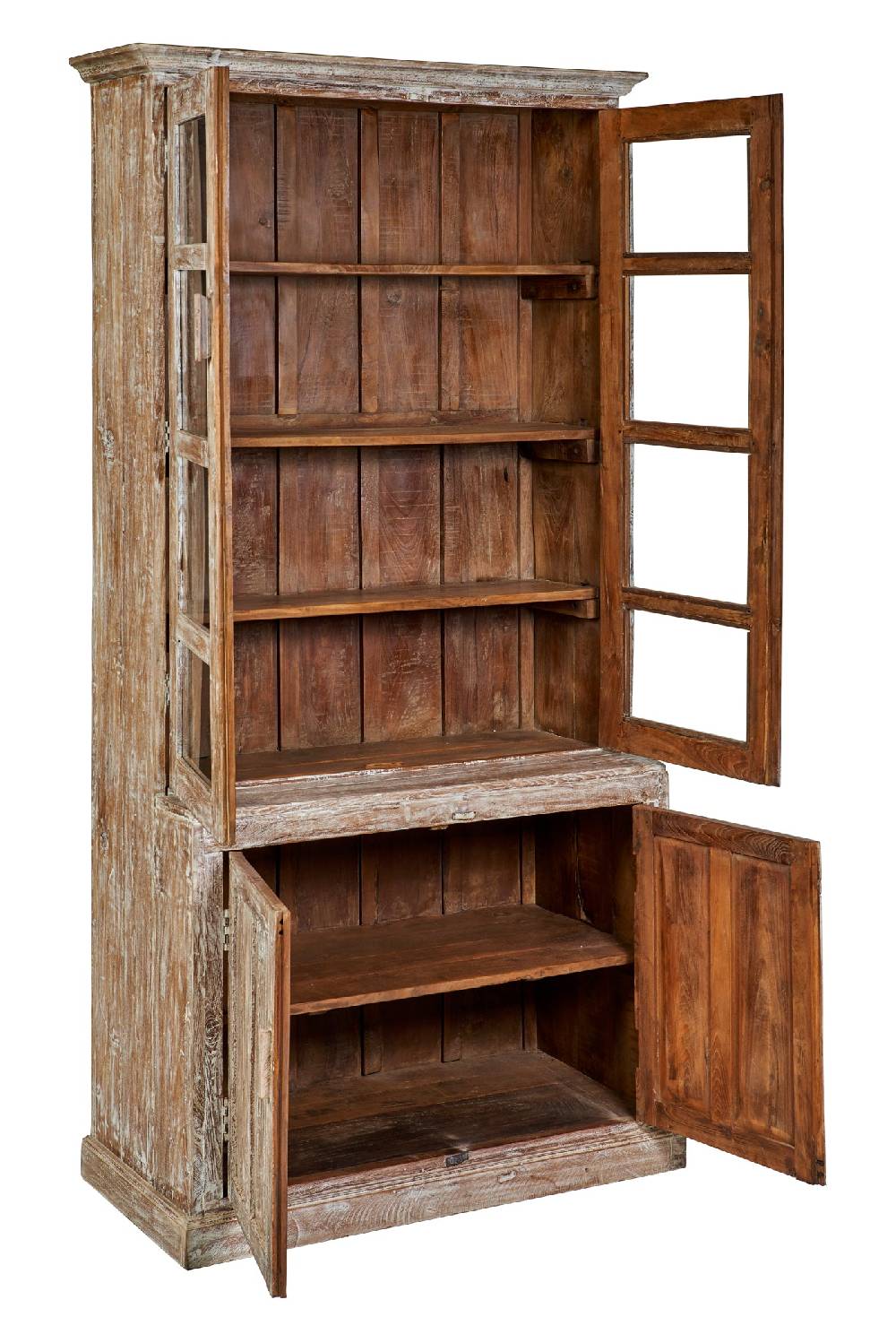 Novità Home Vetrina Legno Sbiancata 2 Sportelli