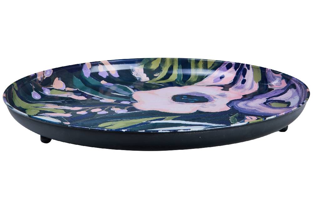 Novità Home Vincent - Vassoio Tondo Floreale Nuit
