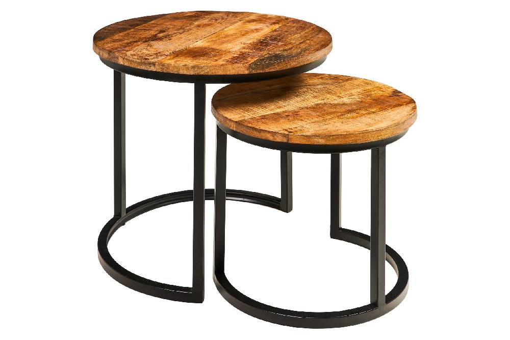 Novità Home York - Tavolini Rotondi Set 1/2 Mango