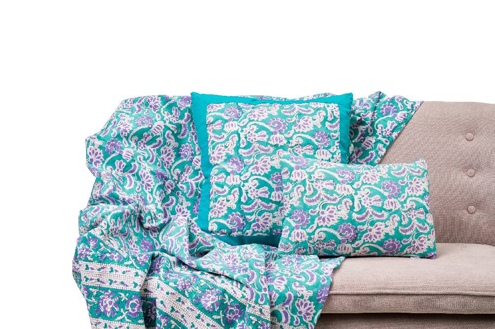 Novità Home Ostuni - Mezzero Doppio Decor Celeste In Cotone - 270x270