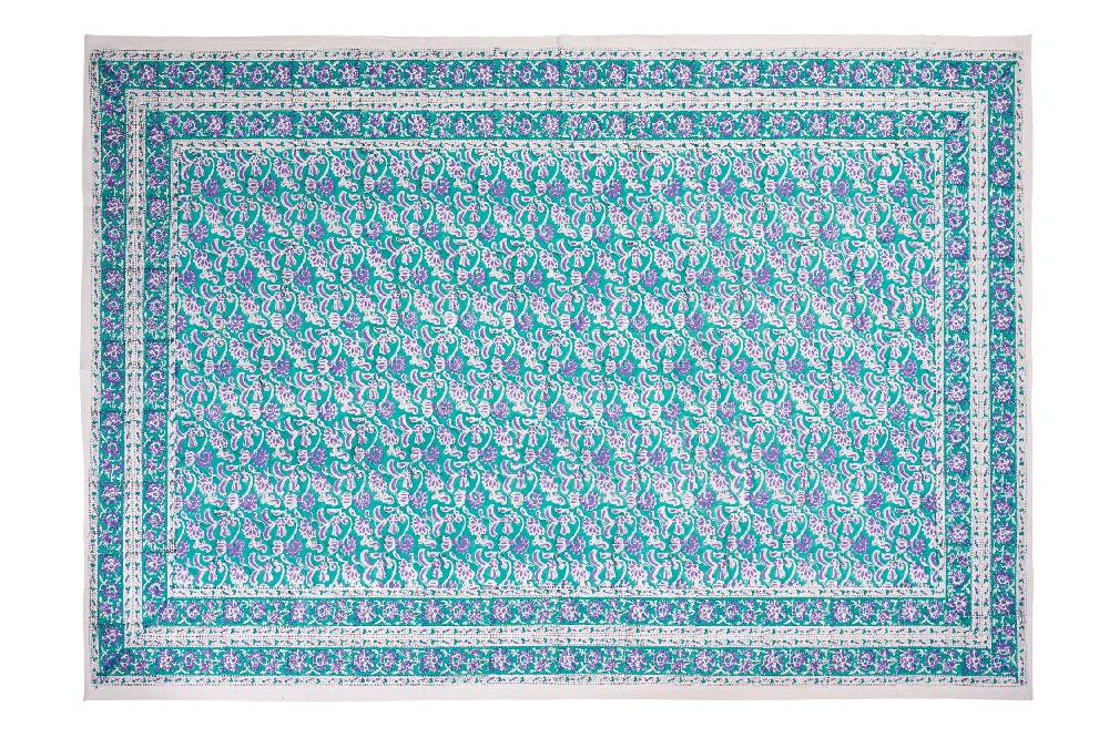 Novità Home Ostuni - mezzero singolo decor celeste in cotone - 180x270