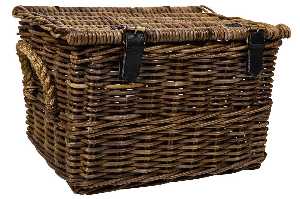 Novità Home Panier - Cesta Bauletto Con Lacci In Pelle