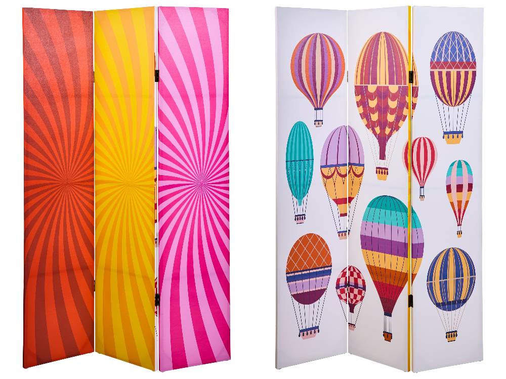 Novità Home Paravento - Mongolfiere Paraide Fronte Retro 3 Ante Canvas
