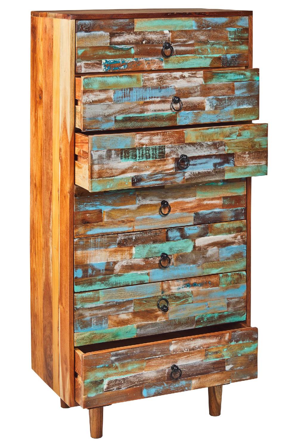 Novità Home Piccadilly - Settimino In Legno Riciclato Multicolore