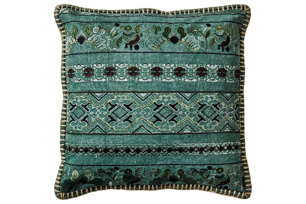 Novità Home Piccarda - Cuscino Tonalita Verde Ricamato Con Internoino