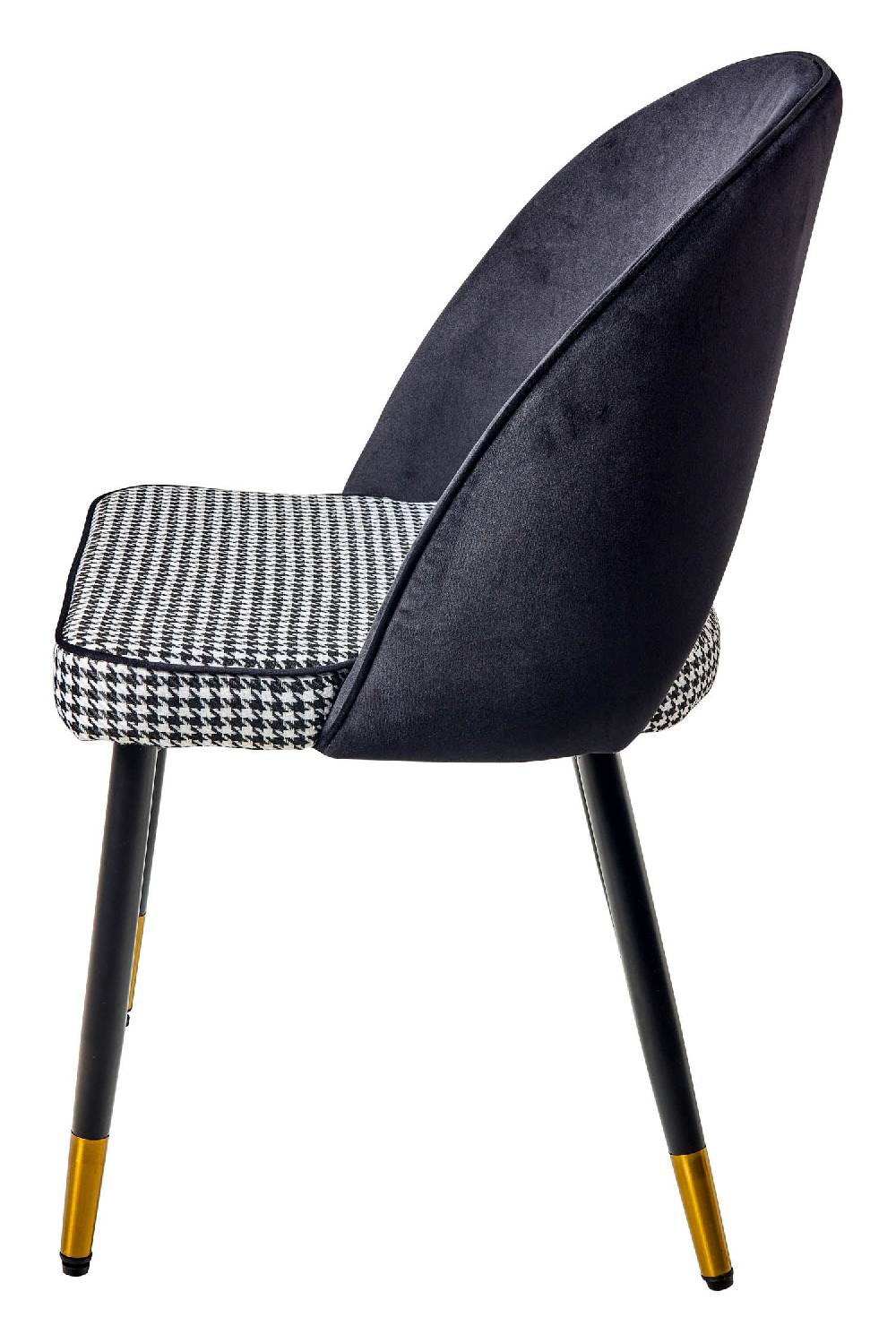 Novità Home Pied De Poule - Sedia In Ferro Con Seduta In Velluto