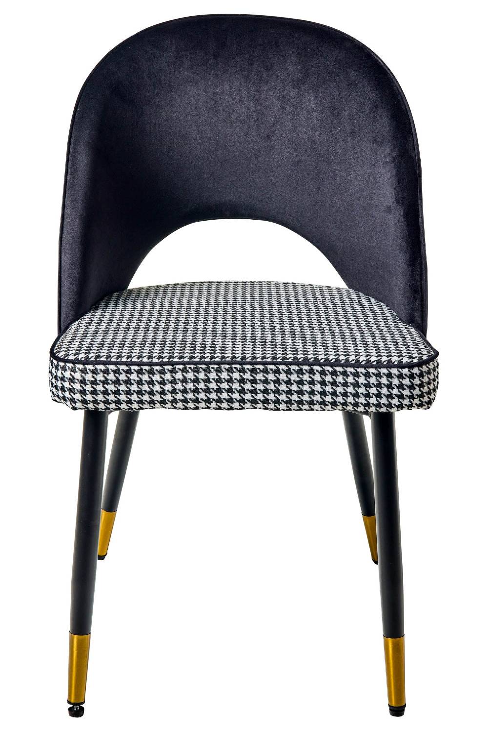 Novità Home Pied De Poule - Sedia In Ferro Con Seduta In Velluto