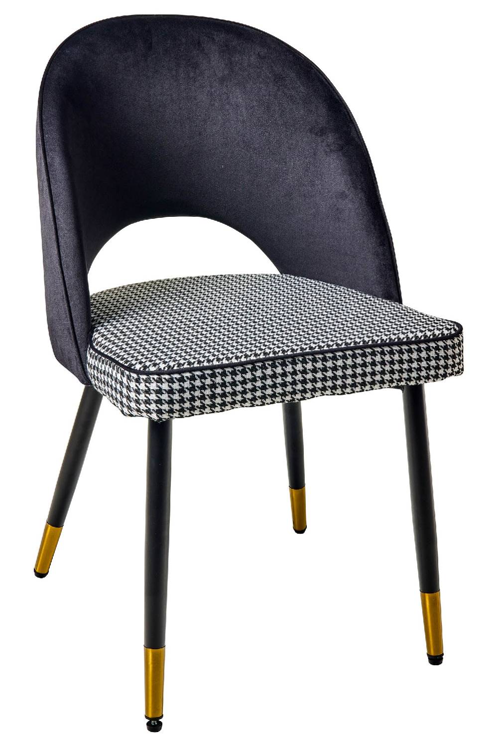 Novità Home Pied De Poule - Sedia in Ferro con Seduta in Velluto