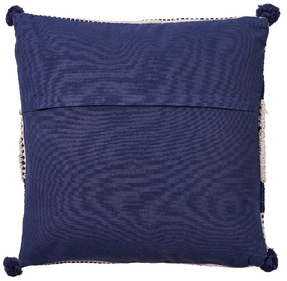 Novità Home Pon Pon - Cuscino Blue E Bianco Con Pon Pon