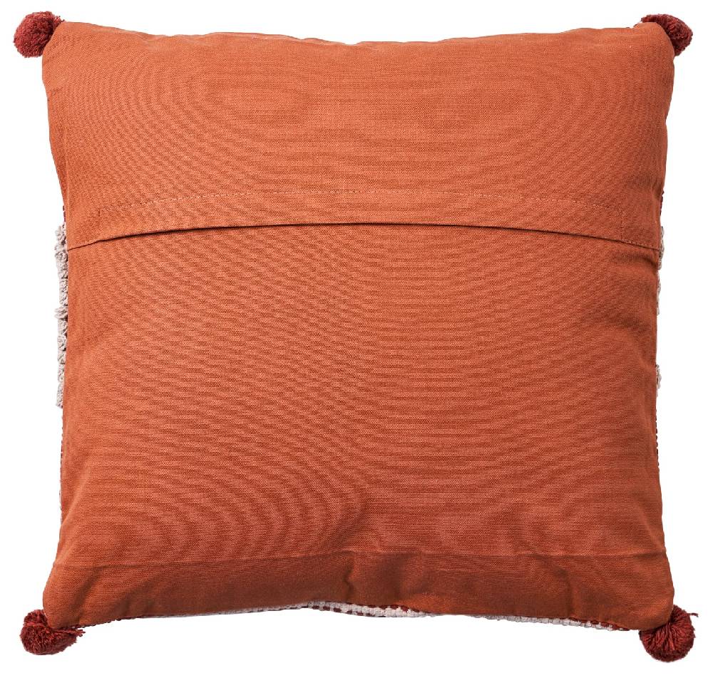 Novità Home Pon Pon - Cuscino Rosso E Bianco Con Pon Pon