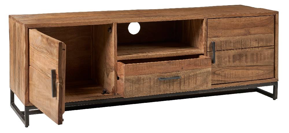 Novità Home Porta Tv 1 Cassetto E 2 Sportelli In Legno E Meallo