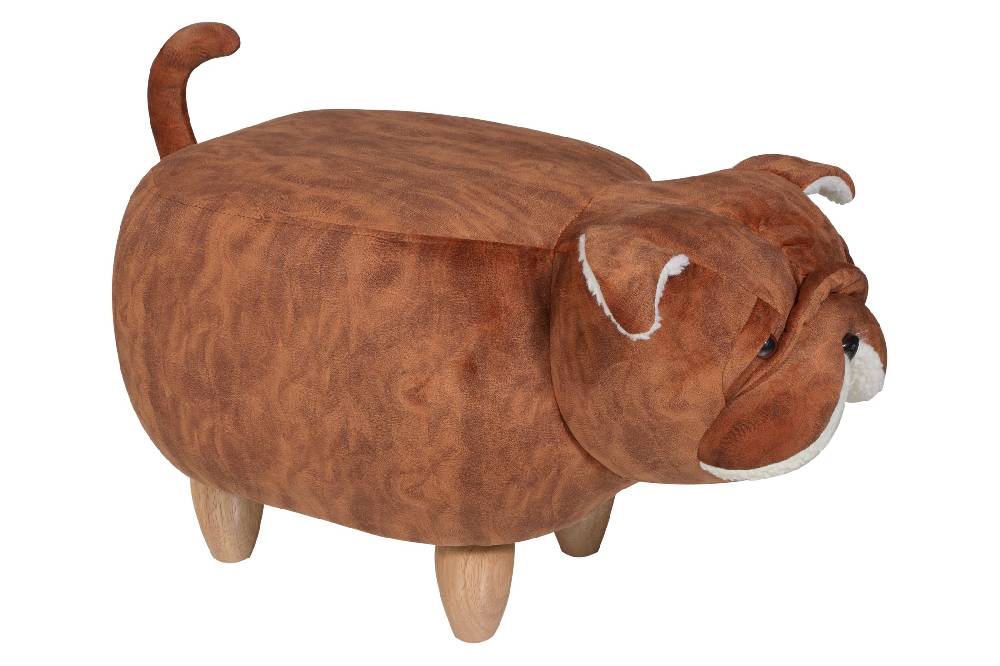 Novità Home Pouf imbottito in alcantara e legno - buldog