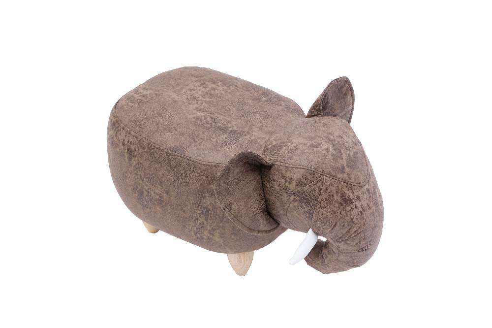 Novità Home Pouf Imbottito In Fintapelle E Legno - Elefante