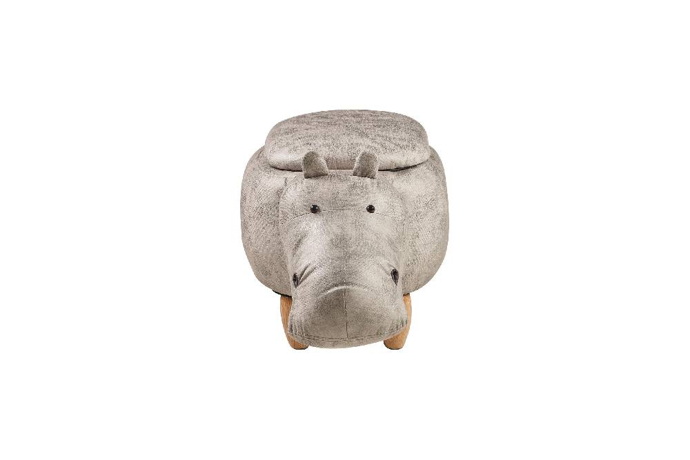 Novità Home Pouf Imbottito In Fintapelle, Legno - Ippo Bianco Con Contenitor