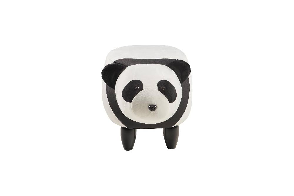 Novità Home Pouf Imbottito Pelliccia Sintetica, Legno - Panda