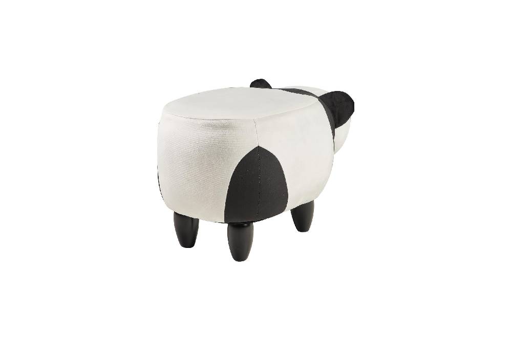 Novità Home Pouf Imbottito Pelliccia Sintetica, Legno - Panda