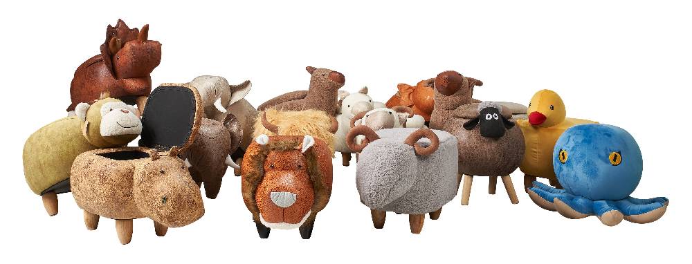 Novità Home Pouf Imbottito Pelliccia Sintetica, Legno - Panda