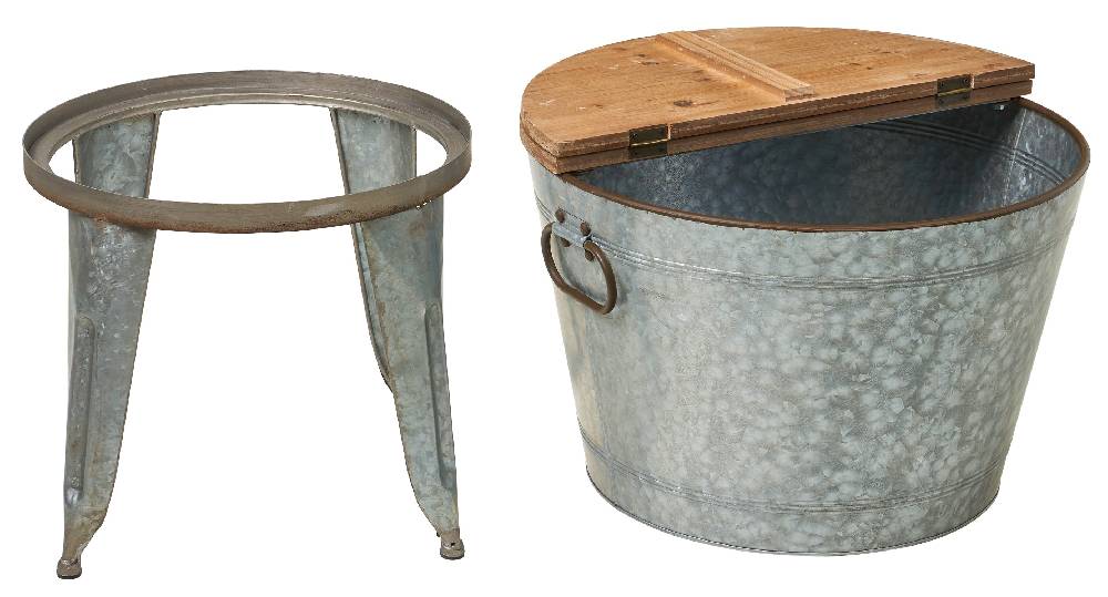 Novità Home Pozzetto - Contenitore Metallo E Legno Tondo