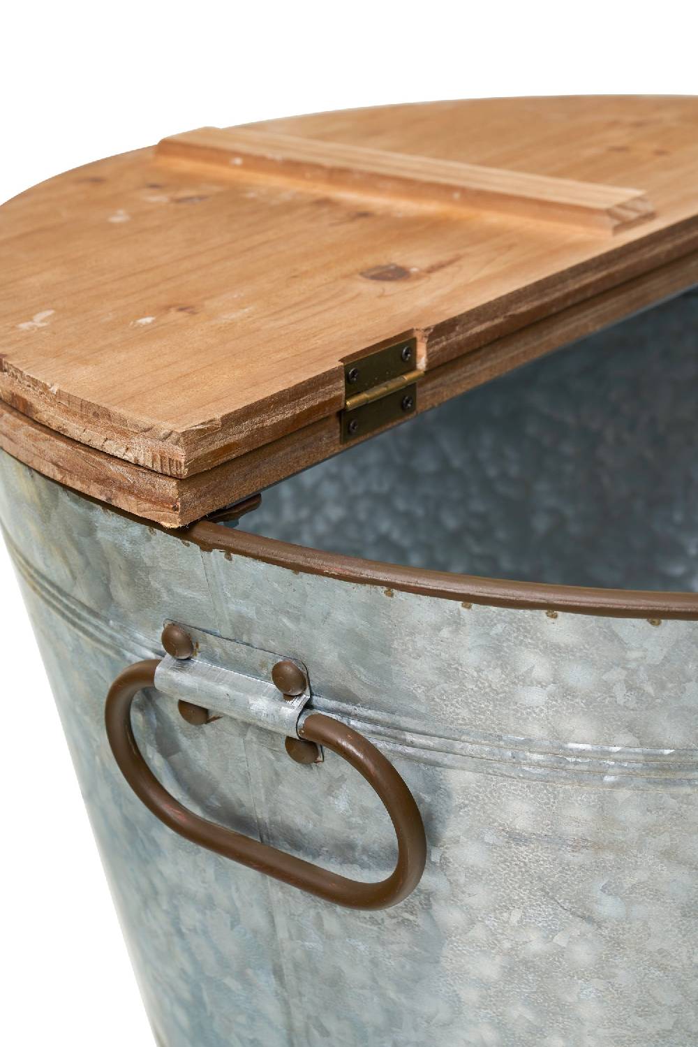 Novità Home Pozzetto - Contenitore Metallo E Legno Tondo