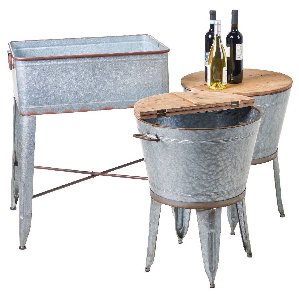 Novità Home Pozzetto - Contenitore Metallo E Legno Tondo