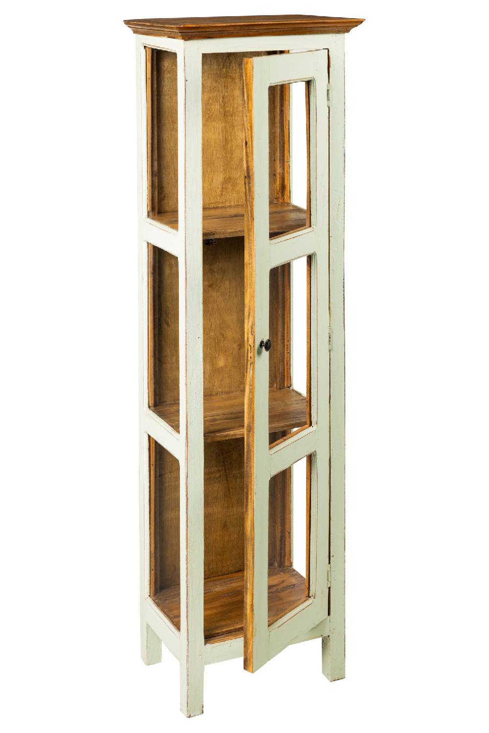 Novità Home Recycle - Vetrinetta In Legno Con Sportello Beige