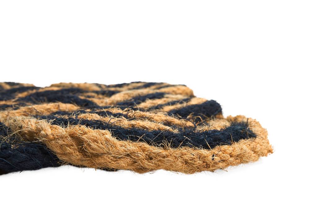 Novità Home Rope Door Mat- Paglietto Intreccio A Mano Naturale E Blue Navy