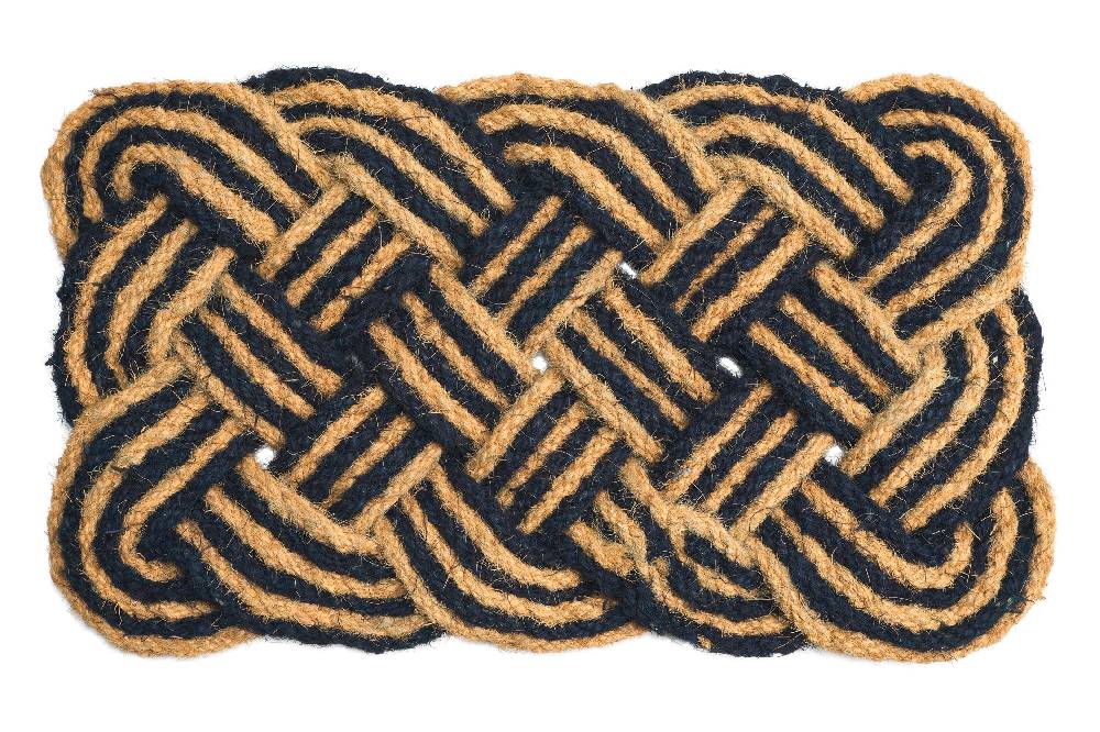 Novità Home Rope door mat- paglietto intreccio a mano naturale e blue navy