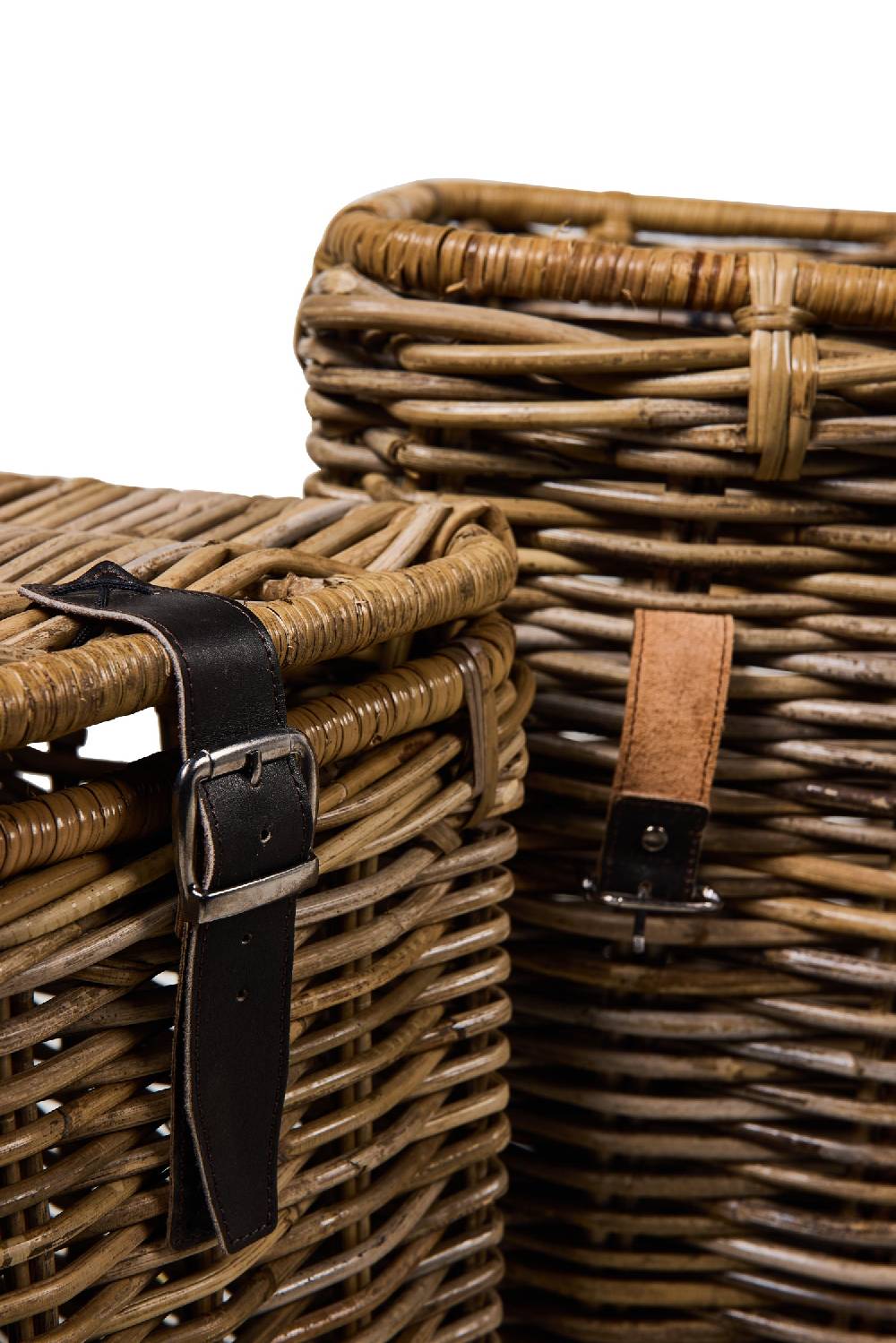 Novità Home Rush Weaves - 1Cesta Ret+2Ceste Kubu Grey C/Cop Lacci Pelle 1/3