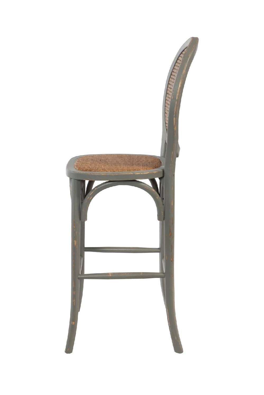 Novità Home Sgabello Alto Grigio In Legno E Paglia Di Vienna