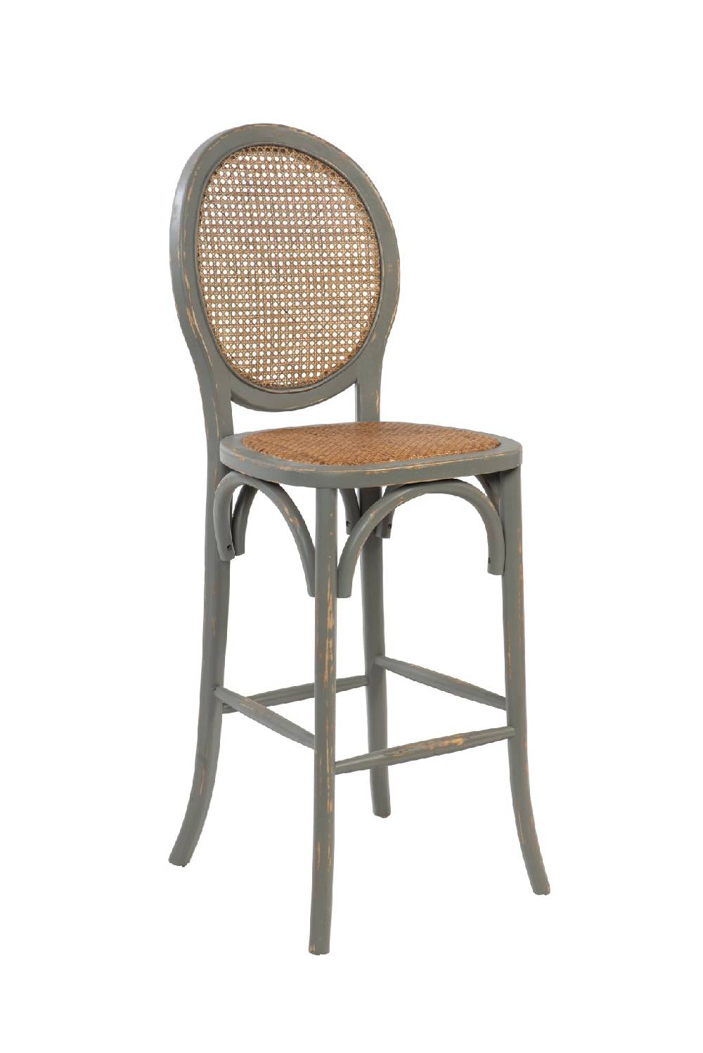 Novità Home Sgabello Alto Grigio In Legno E Paglia Di Vienna