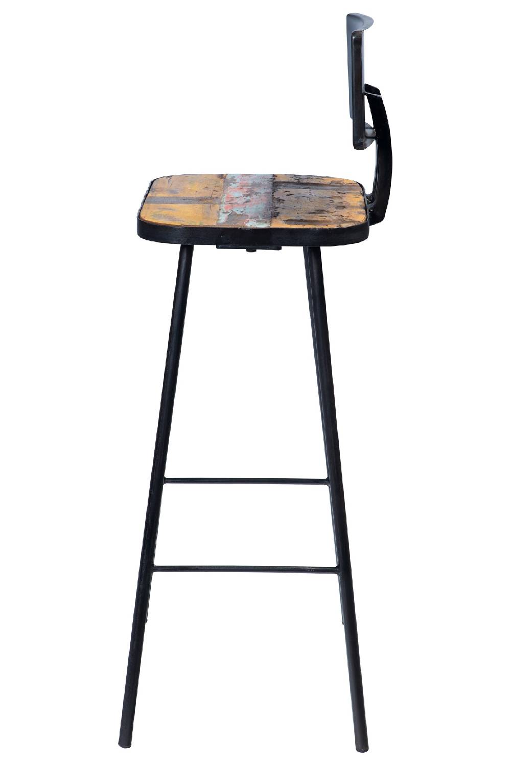 Novità Home Sgabello Alto In Legno Di Recupero E Metallo