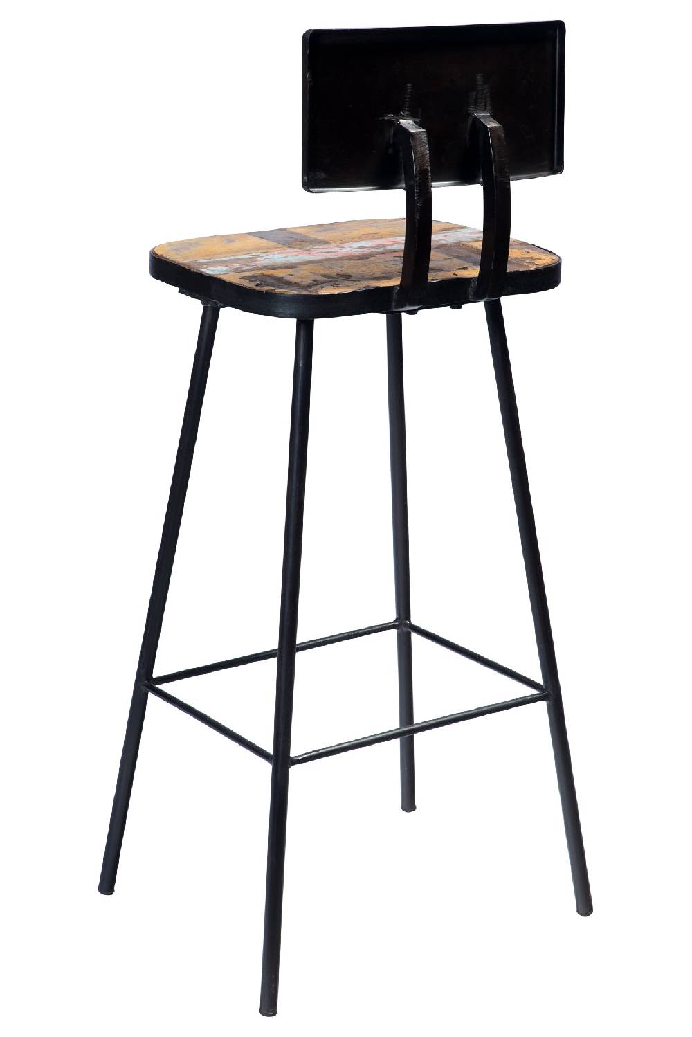 Novità Home Sgabello Alto In Legno Di Recupero E Metallo