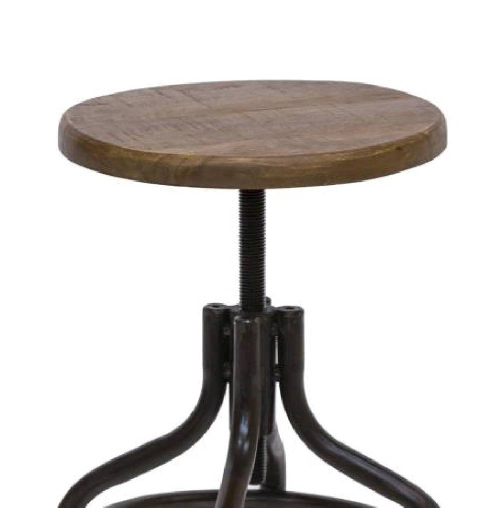 Novità Home Sgabello In Legno Di Recupero E Metallo - Altezza Regolabile