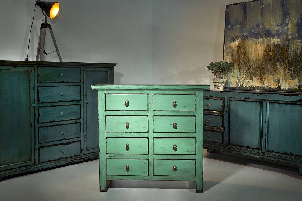 Novità Home Shangai - Cassettiera 8 Cassetti Verde Menta